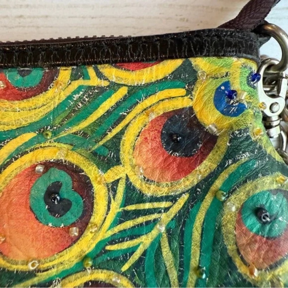 Shariff Peacock Purse with New Crossbody Chain - Picture 12 of 13